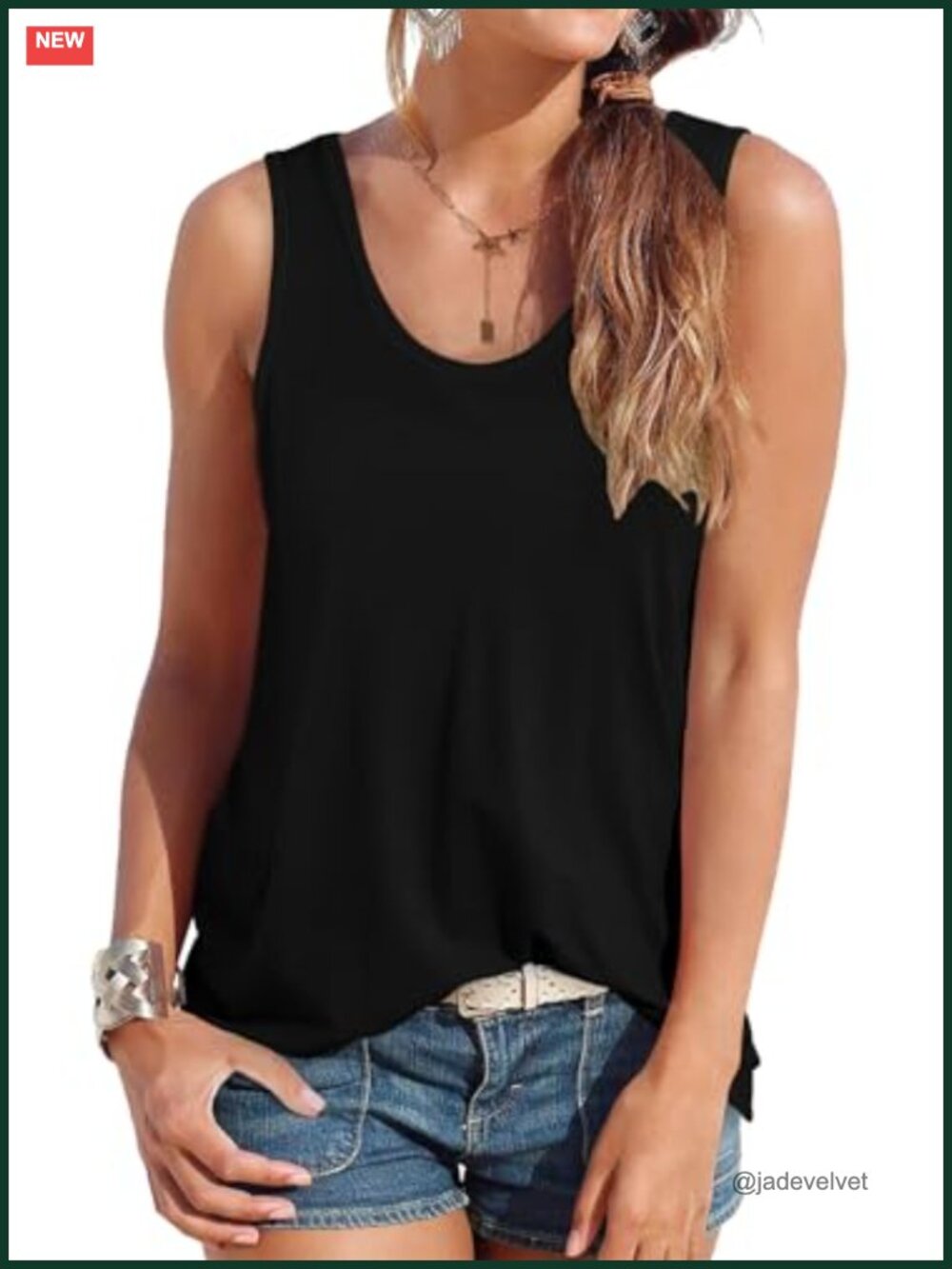 Sleeveless Scoop Neck Flowy Loose Fit Tank Top Summer